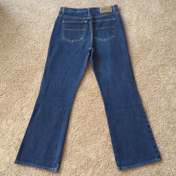 00s Y2K Vintage Express Bleus 100% Cotton Flare Dark Wash Jeans Sz 9/10 - Picture 2 of 11